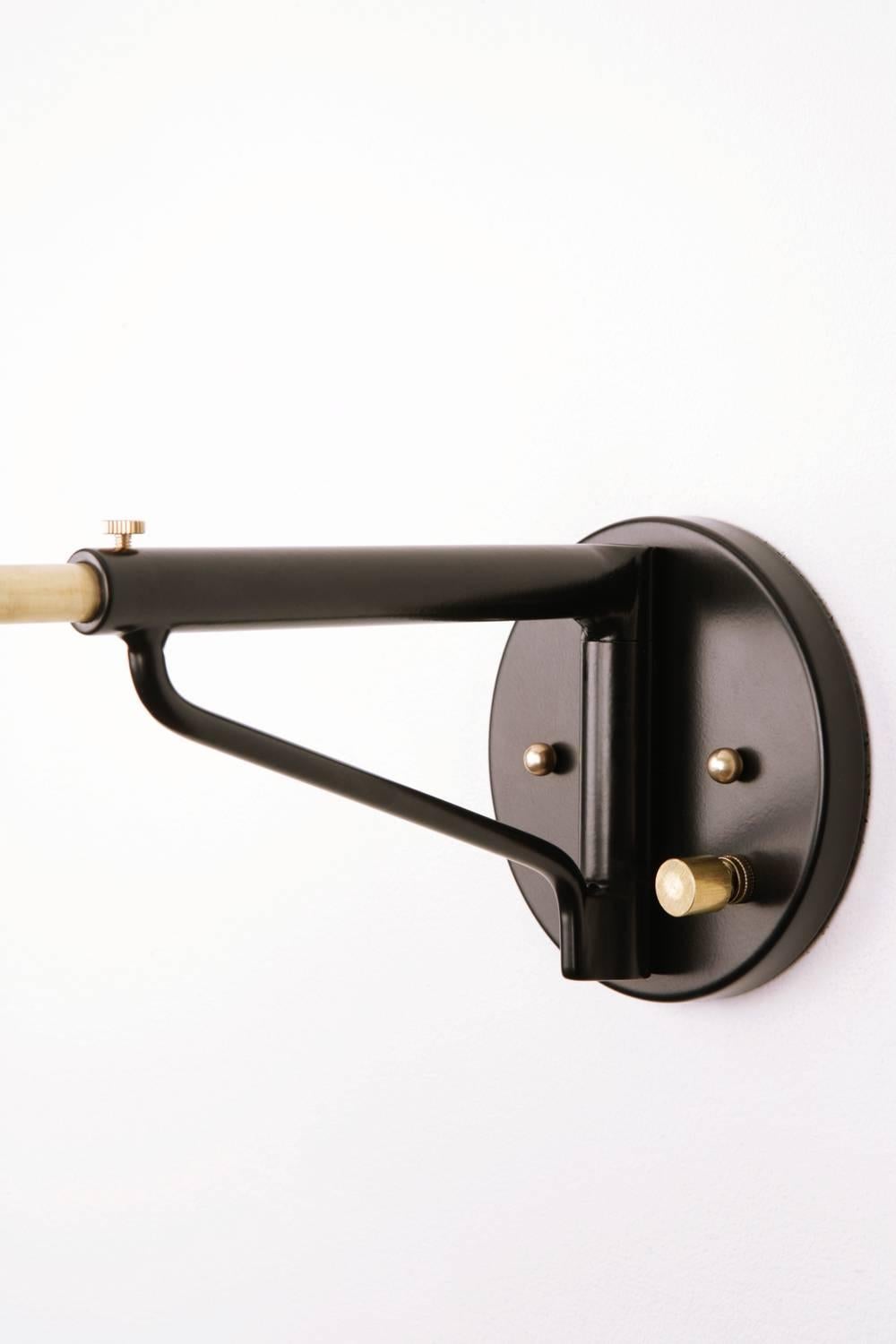 Powder-Coated Navire Jib Sconce With Solid Brass Arm And Tilting Shade In Nautical Style Lamp