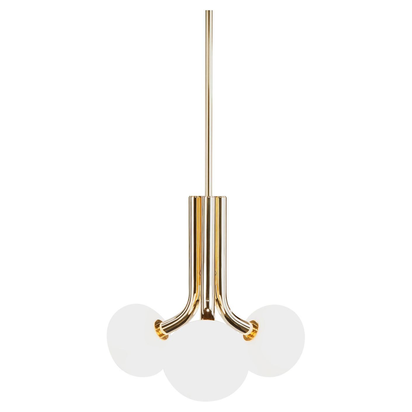 Etoile Pendant Stem Polished Nickel Hand Blown Sandblasted Glass Globes For Sale