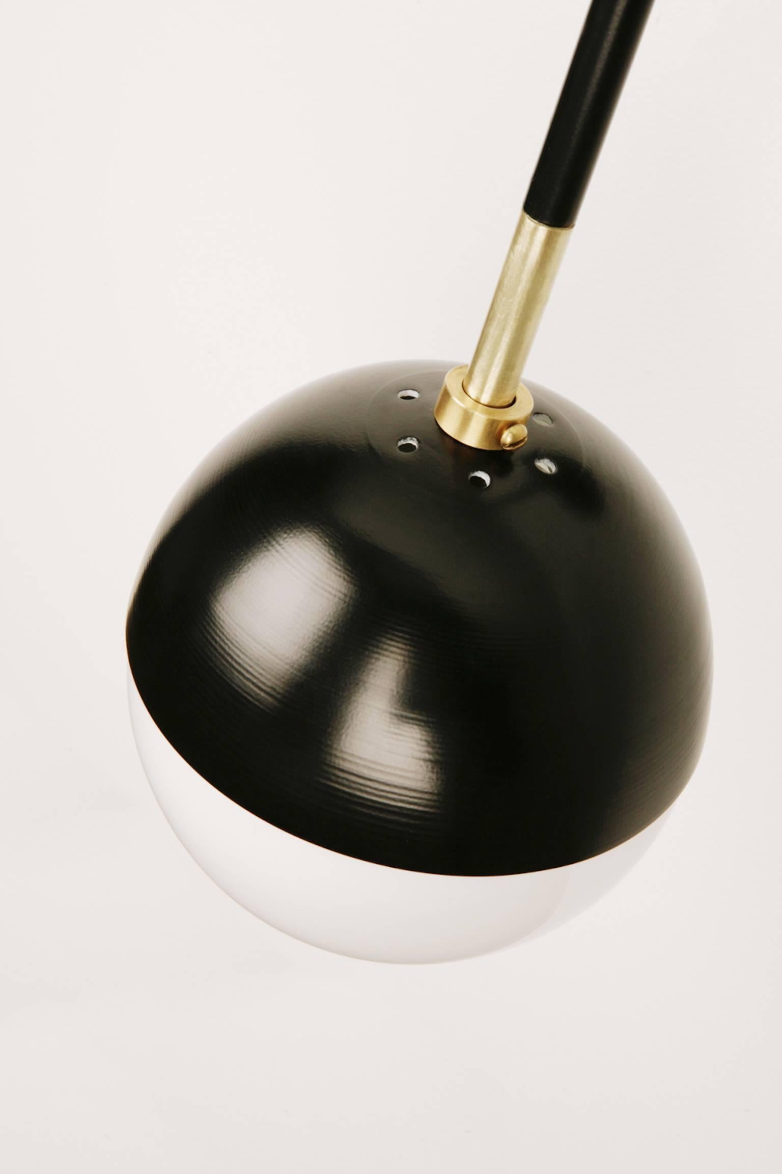 American Balise Sconce In Black Powder-Coated Steel With An Opal Glass Globe
