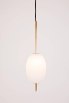 Miro 1 Oval Pendant In Brass or Matte Black with Handblown Glass Shades