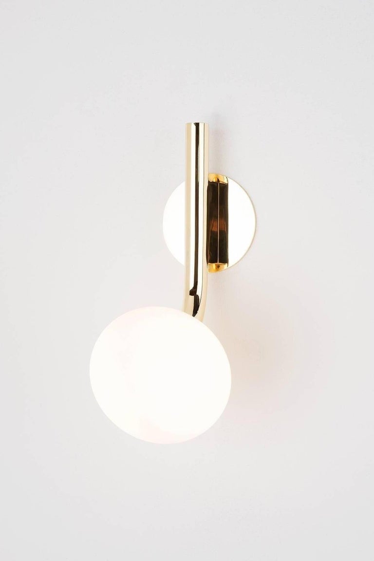 Etoile Sconce With Polished Brass Stem and Handblown and Sandblasted ...