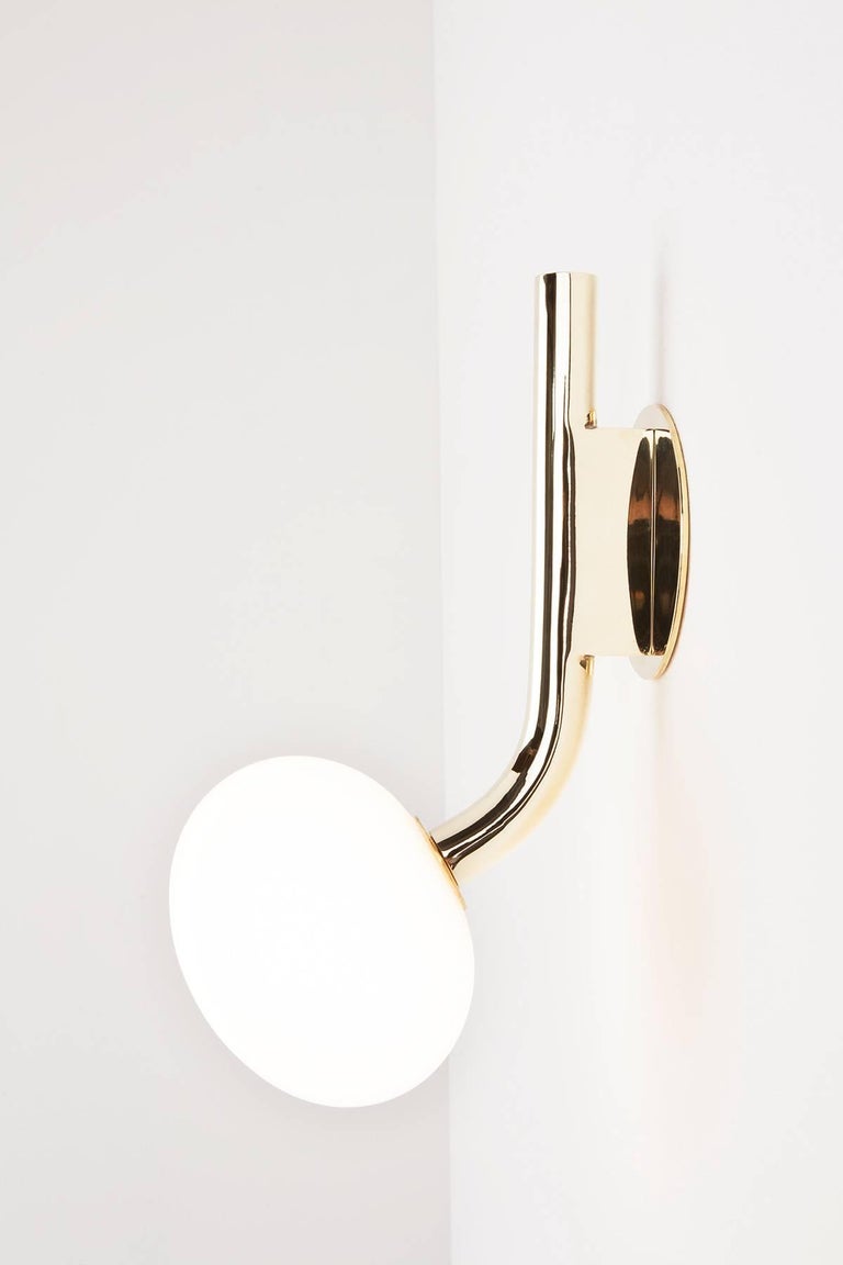 Etoile Sconce With Polished Brass Stem and Handblown and Sandblasted ...