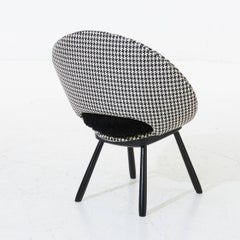 Swedish Chair, 1950s, Houndstooth Pattern with Sheepskin Seat