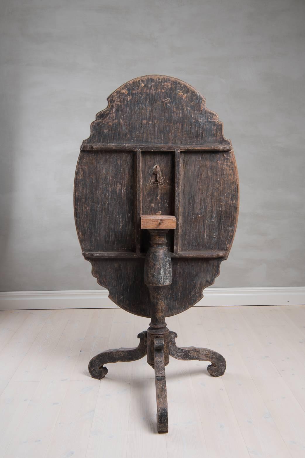 Hand-Crafted Mid 18th Century Large Swedish Baroque Tilt-Top Table 