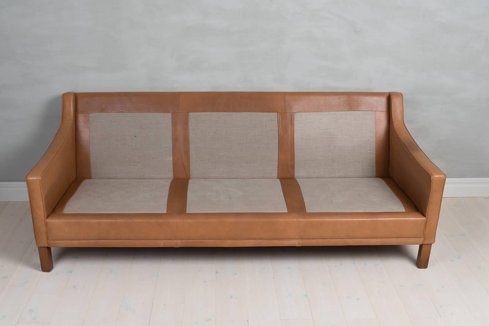 Swedish 20th Century Leather Sofa by Ope Möbler