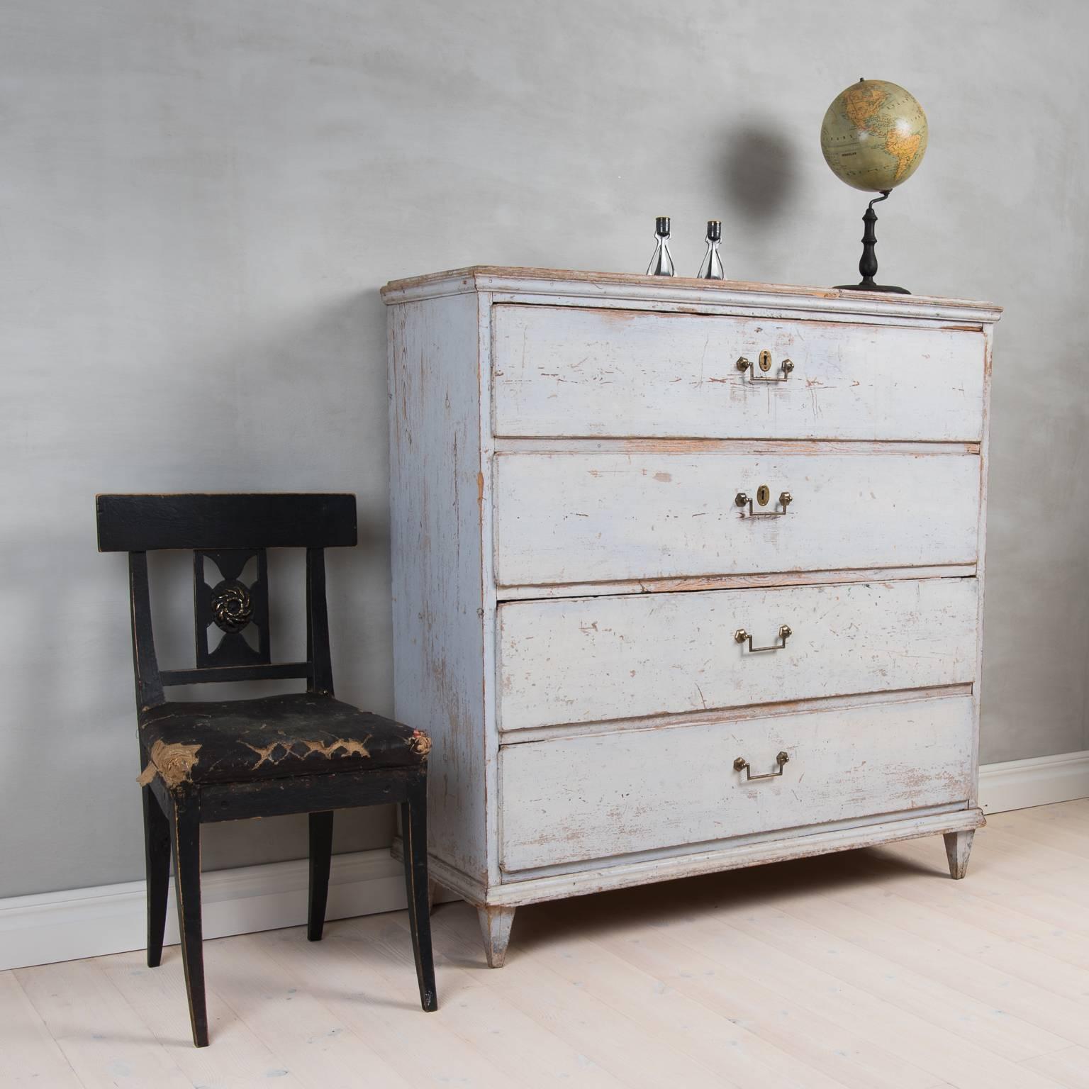 Pine Swedish Provincial Gustavian Bureau from the Early 1800s with Original Paint