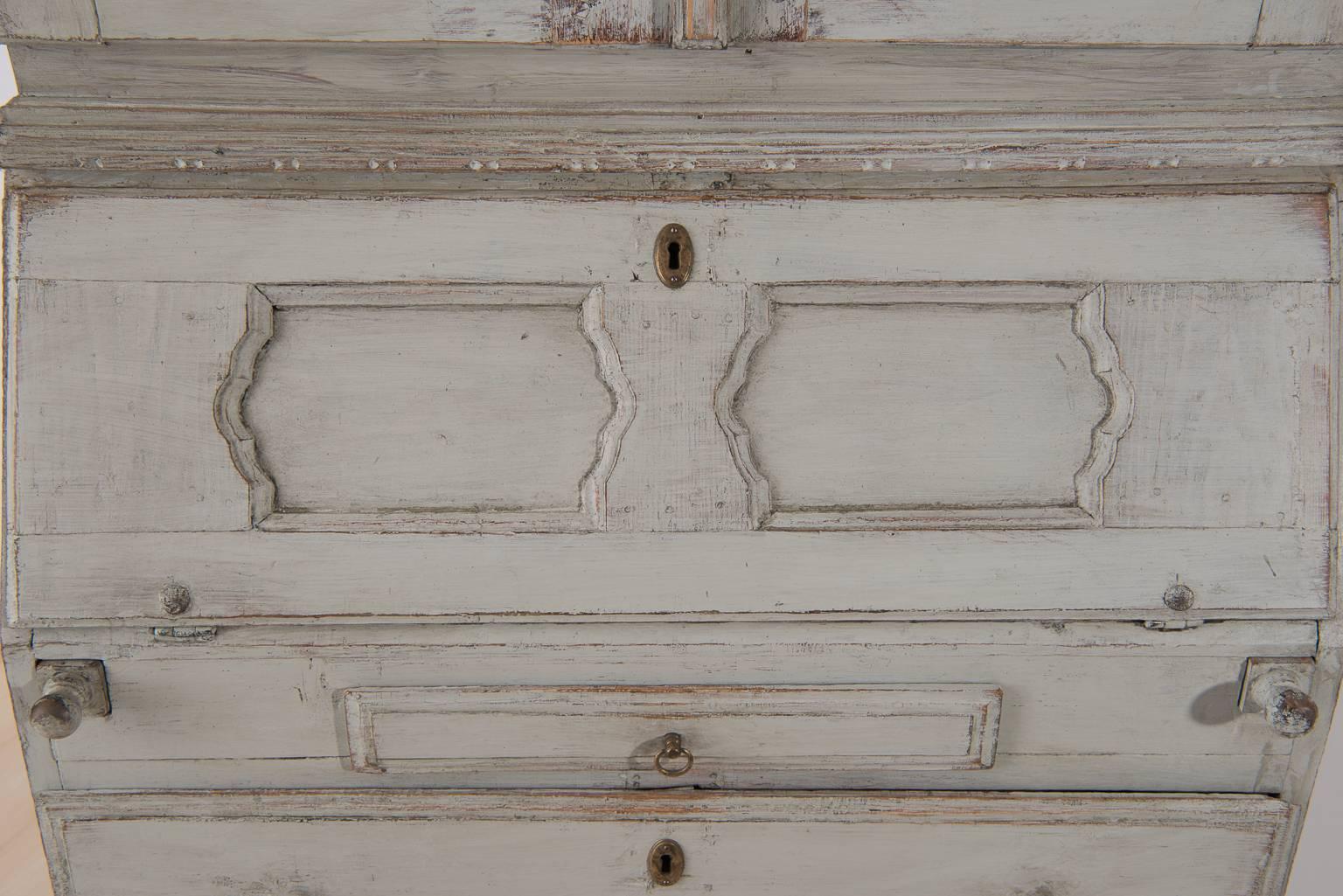 Painted 18th Century, Two Part Secretary from Norway
