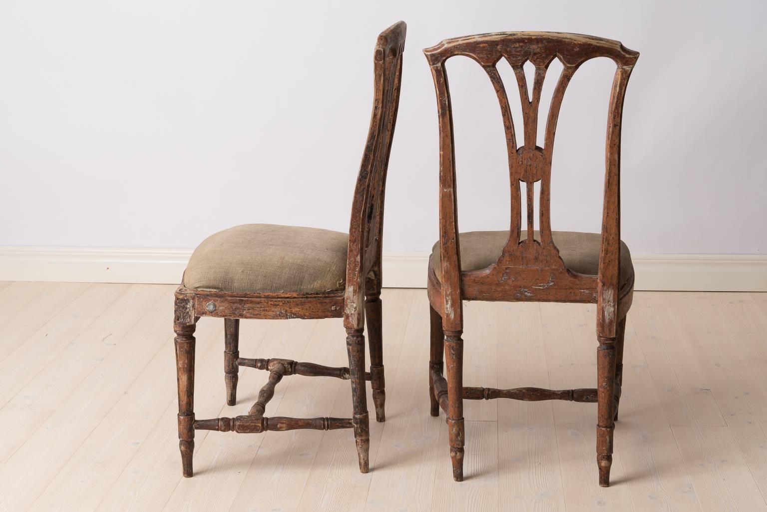 Hand-Crafted Pair of Late 1700s Swedish Gustavian Chairs