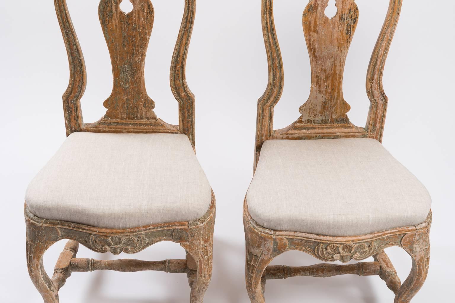 Painted 18th Century Swedish Rococo Chairs For Sale