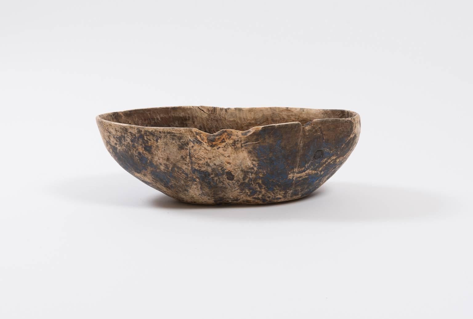 Exceptional blue, oval shaped root bowl from northern Sweden. Very nice patina, manufactured mid-1700s.
 
