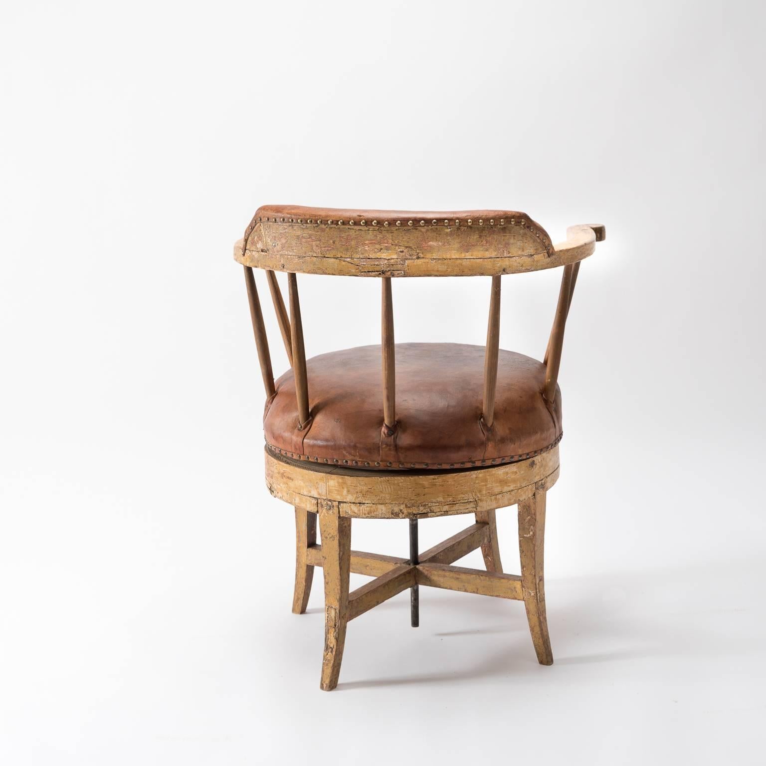 Painted 19th Century Gustavian Swivel Chair
