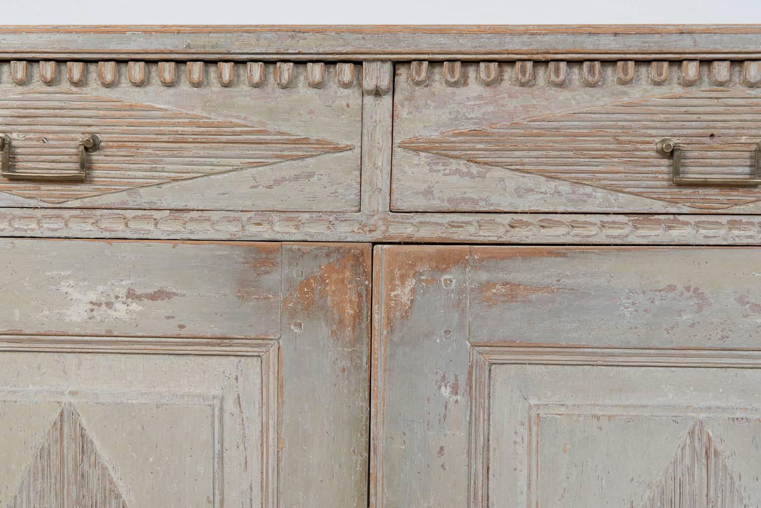 Pine 18th Century Swedish Gustavian Buffet with Original Paint