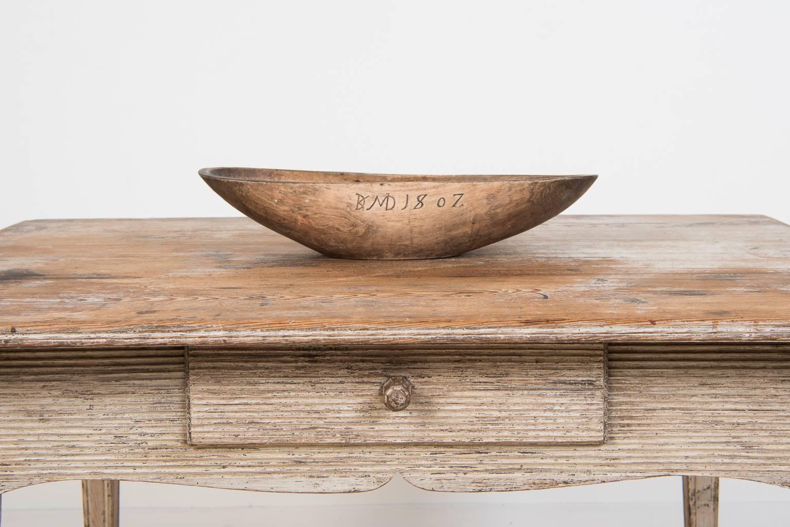 Folk Art Swedish Wooden Bowl Dating from 1807
