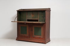 Unusual Swedish Vintage Tall Country Secretary Desk in Painted Pine