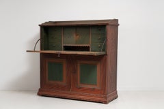 Unusual Swedish Retro Tall Country Secretary Desk in Painted Pine