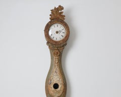 Antique Long Case Clock from Sweden, Country Style with Rococo Decor, Circa 1790