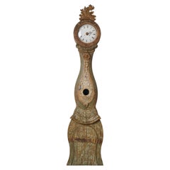 Antique Long Case Clock from Sweden, Country Style with Rococo Decor, Circa 1790