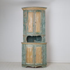 Antique Solid Pine Corner Cabinet from the Gustavian Period, Sweden, Circa 1820