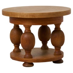 Round Swedish Art Deco Coffee Table, Light Oak, Circa 1920