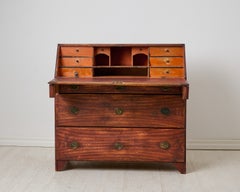 Genuine Antique Swedish Secretary Desk with Drawers, Handcrafted Pine, c. 1820