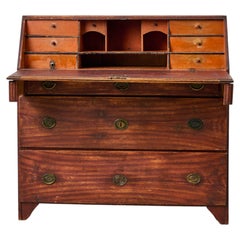 Genuine Antique Swedish Secretary Desk with Drawers, Handcrafted Pine, c. 1820