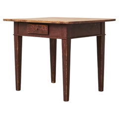 Rustic Swedish Farm Table with Drawer, Pine Wood, Gustavian Style, Circa 1840