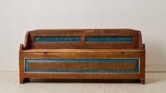 Antique Swedish Folk Art Sofa or Bench with Storage, Original Condition, c. 1860