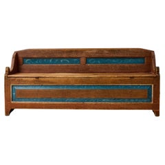 Antique Swedish Folk Art Sofa or Bench with Storage, Original Condition, c. 1860