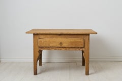 Handcrafted Rustic Folk Art Side Table, Solid Pine, Northern Sweden, Early 1800s