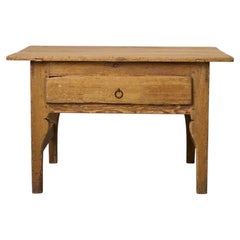 Handcrafted Rustic Folk Art Side Table, Solid Pine, Northern Sweden, Early 1800s