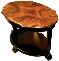 English Two-Tier Art Deco Occasional Table in Walnut