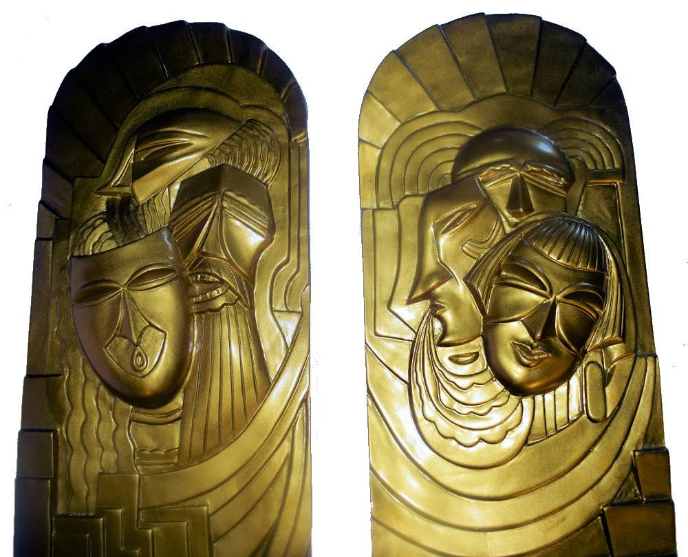 Pair of Art Deco 'Folies Bergeres' Wall Plaques In Excellent Condition In Devon, England