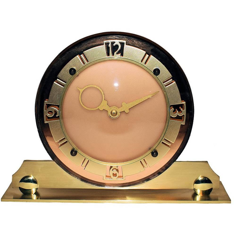 Glamorous 1930s English Art Deco Mirror Clock