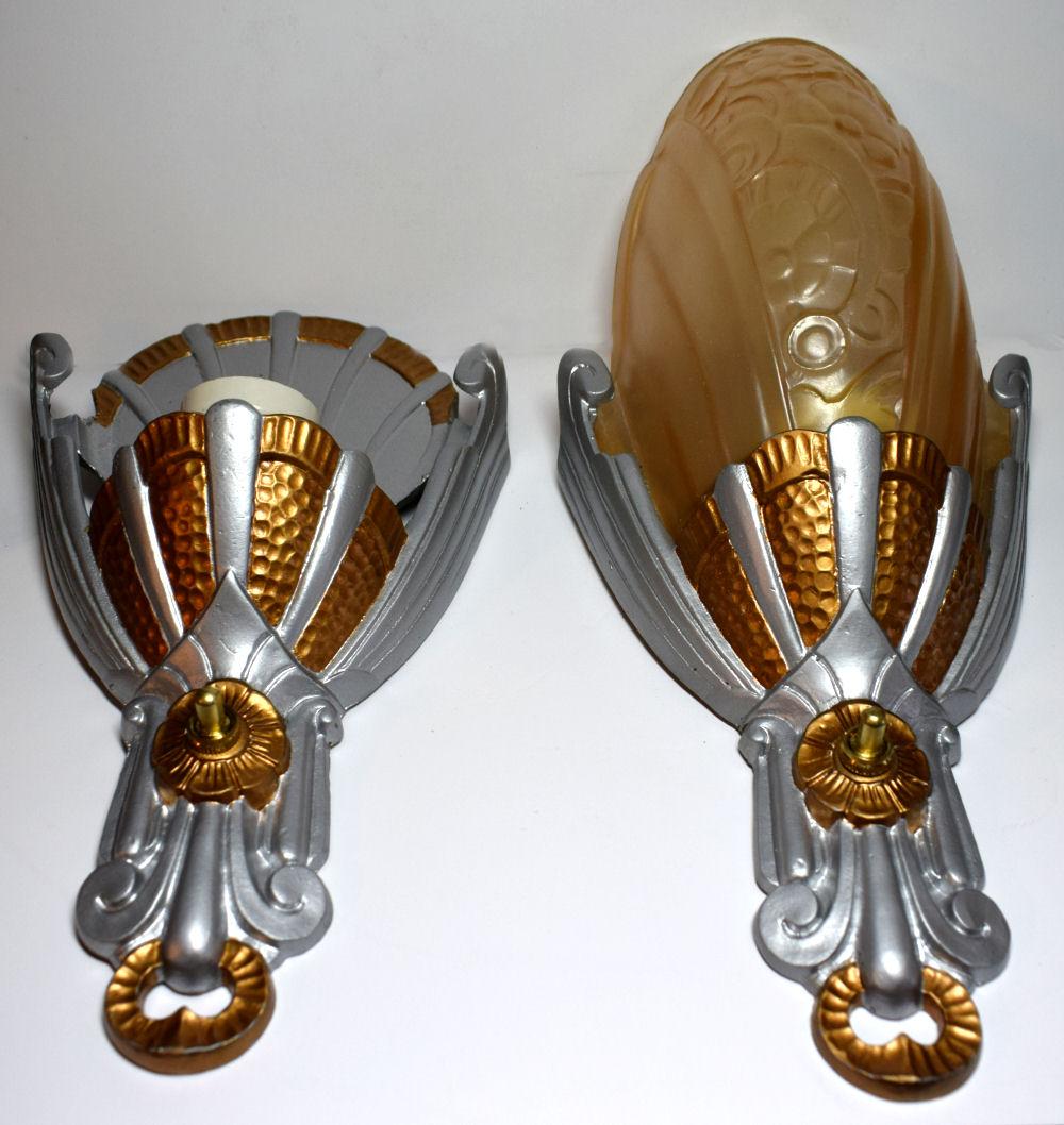 Matching Pair of Art Deco Lincoln Wall Light Sconces For Sale 3