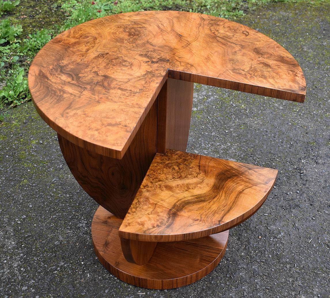 20th Century Art Deco Geometric Walnut Gueridon by Henry Geneste