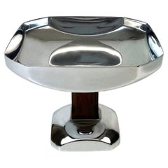 Art Deco Modernist Chrome & Macassar Comport, French, c1930s