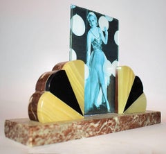 Art Deco Fan Shaped Marble Picture Frame, circa 1930