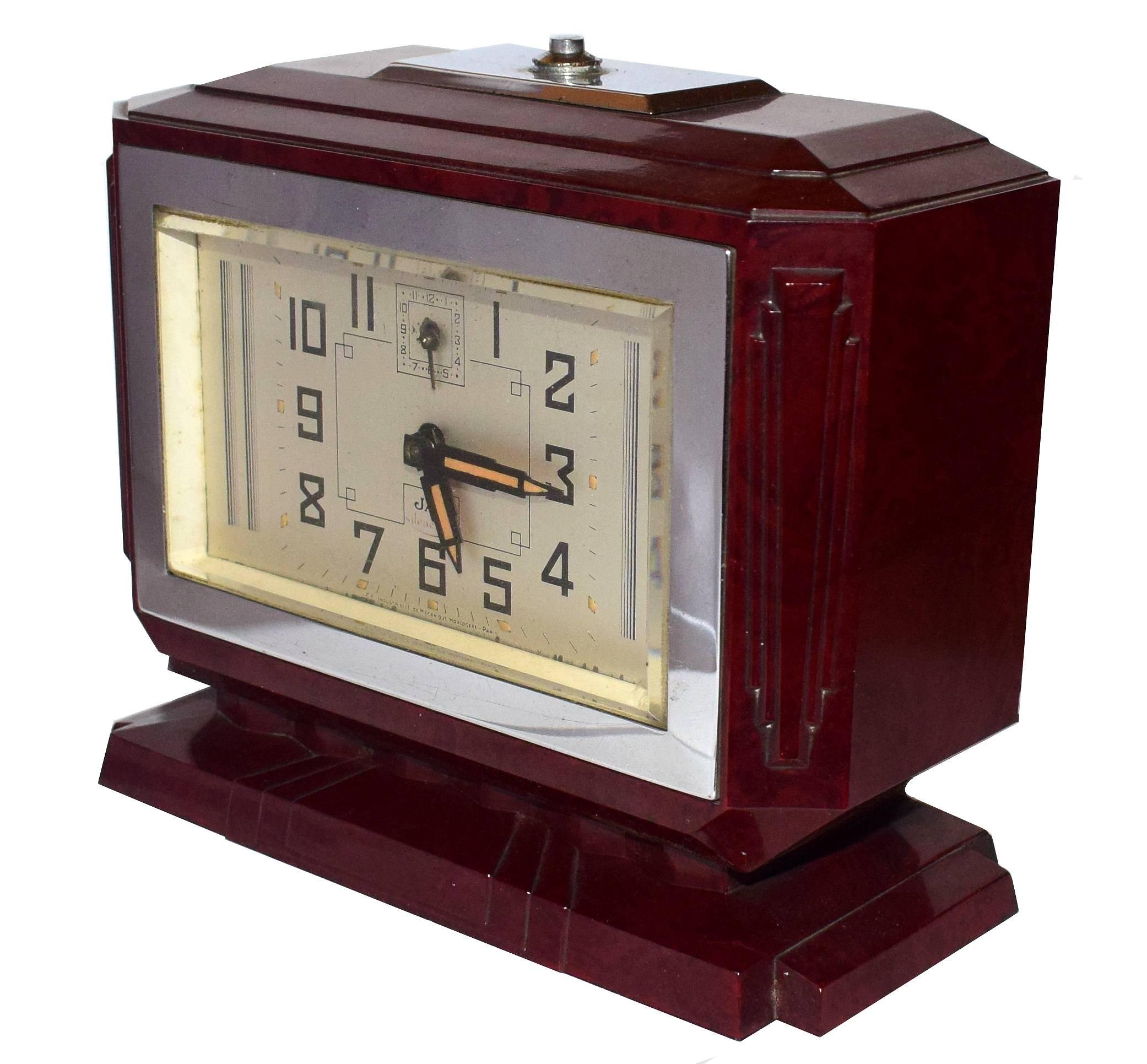 Art déco Grande horloge Art Déco française en bakélite, vers 1935 en vente