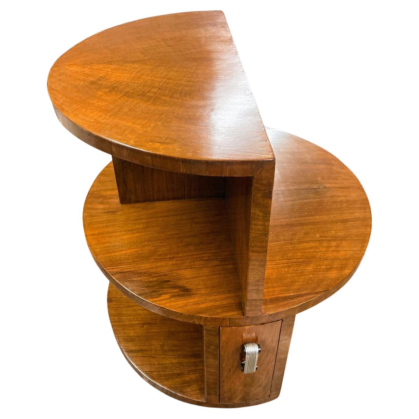 Chrome Art Deco English Burl Walnut Sectional Table For Sale