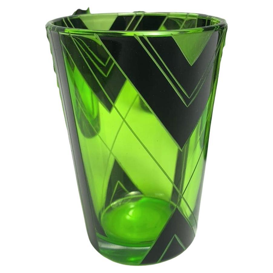 Enamel Art Deco Stunning Pitcher Set with 6 Matching Glasses, circa 1930 For Sale
