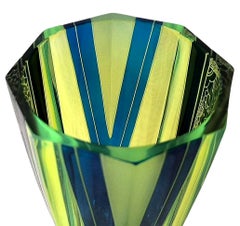 Spectacular Art Deco Uranium Glass Vase By Karl Palda, c1930
