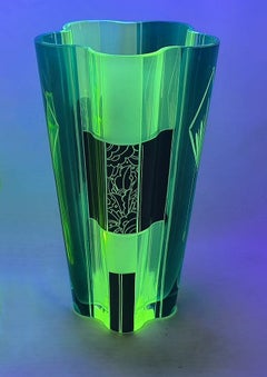 Art Deco Uranium Glass Vase By Karl Palda, Czech Republic , c1930