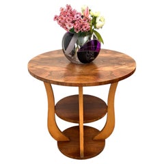 Art Deco Walnut Three Tier Occasional Centre Table, French, c1930