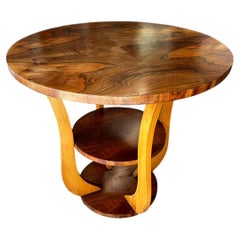 Art Deco Walnut Three Tier Occasional Centre Table, French, c1930