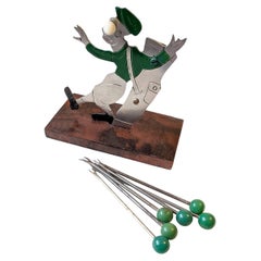 Art Deco Comical Golfer Man With Caddy Cocktail Sticks By Sudre, French c1930