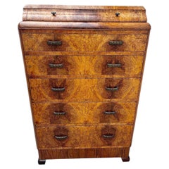 Art Deco High Quality Burr Walnut Chest Of Six Drawers, English, c1930's