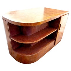 Elegante escritorio modernista de estilo Art Déco con forma de «D» y dos caras, de origen inglés, circa 1930