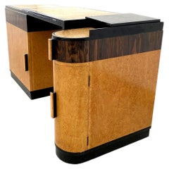 Spectacular Art Deco Maple And Macassar Desk, c1930
