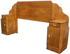 1930s Art Deco Blonde Odeon King Size Bed