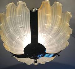Art Deco Beige Opaque Shell Ceiling Light